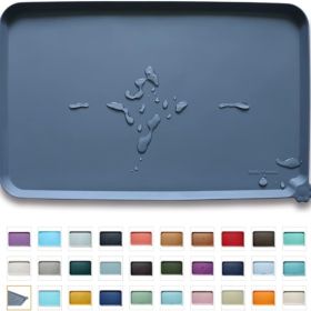 Found Waterproof Pet Feeding Mats With High Lips Multiple Size And Colors For Dogs, Cats  Others G (Option: GRAY)